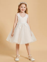 Robes de Fille en Tulle Enchanteresse avec Appliques en Dentelle