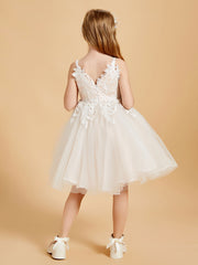 Robes de Fille en Tulle Enchanteresse avec Appliques en Dentelle