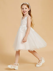Robes de Fille en Tulle Enchanteresse avec Appliques en Dentelle