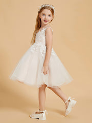 Robes de Fille en Tulle Enchanteresse avec Appliques en Dentelle