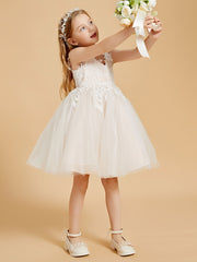 Robes de Fille en Tulle Enchanteresse avec Appliques en Dentelle