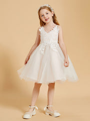 Robes de Fille en Tulle Enchanteresse avec Appliques en Dentelle