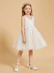 Robes de Fille en Tulle Enchanteresse avec Appliques en Dentelle