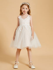 Robes de Fille en Tulle Enchanteresse avec Appliques en Dentelle