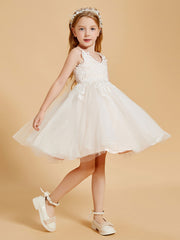 Robes de Fille en Tulle Enchanteresse avec Appliques en Dentelle