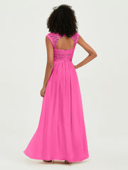 Col En Cœur Mousseline Robes Avec Dentelle Mancherons Azalée