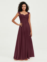 Col En Cœur Mousseline Robes Avec Dentelle Mancherons Cabernet