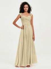 Col En Cœur Mousseline Robes Avec Dentelle Mancherons Champagne