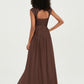 Col En Cœur Mousseline Robes Avec Dentelle Mancherons Chocolat