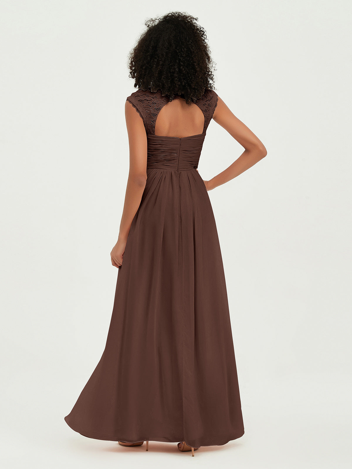 Col En Cœur Mousseline Robes Avec Dentelle Mancherons Chocolat