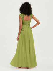 Col En Cœur Mousseline Robes Avec Dentelle Mancherons Trèfle