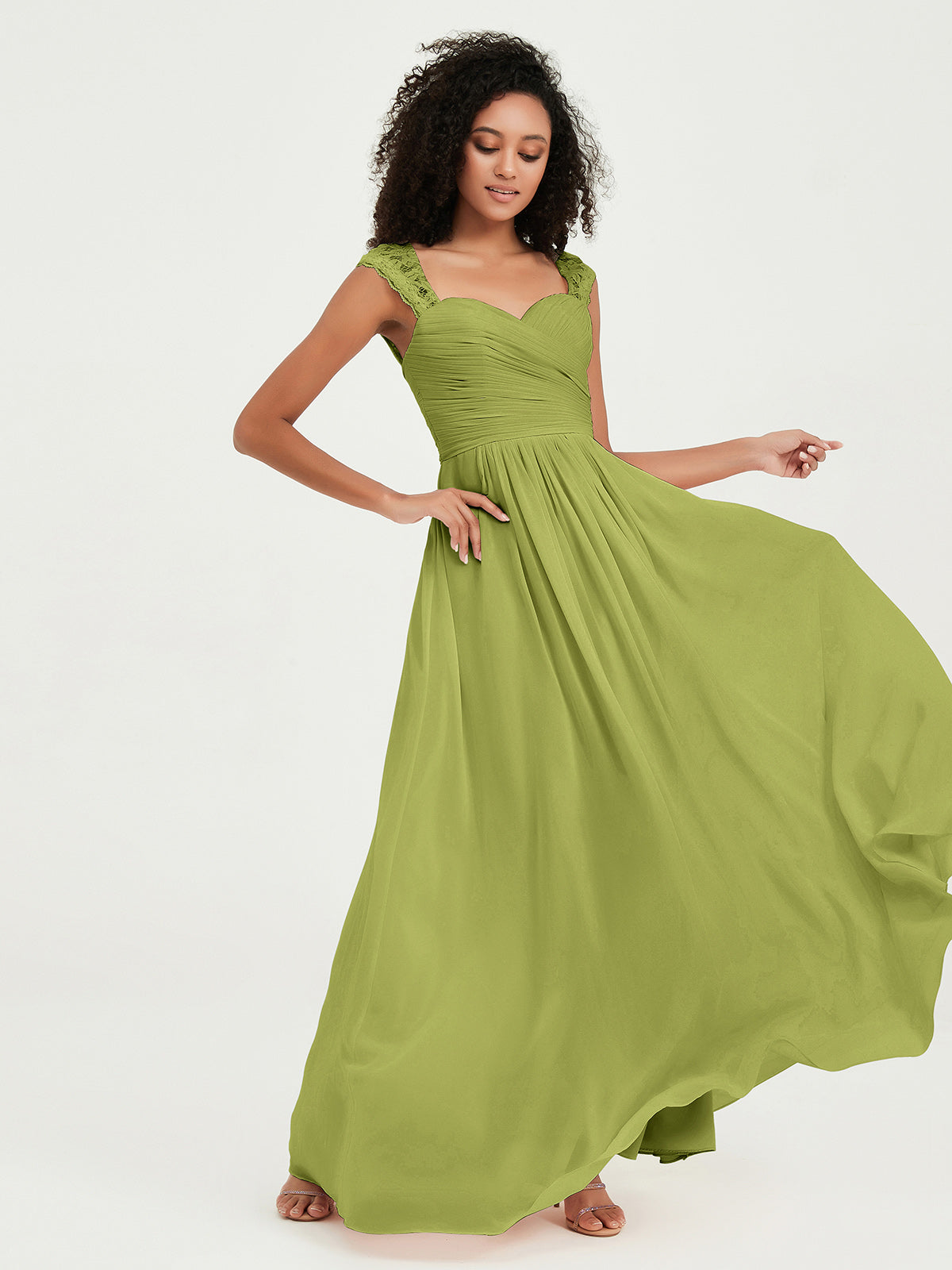 Col En Cœur Mousseline Robes Avec Dentelle Mancherons Trèfle