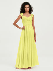 Col En Cœur Mousseline Robes Avec Dentelle Mancherons Jonquille