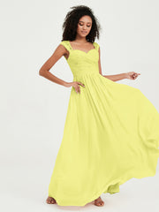 Col En Cœur Mousseline Robes Avec Dentelle Mancherons Jonquille