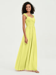 Col En Cœur Mousseline Robes Avec Dentelle Mancherons Jonquille