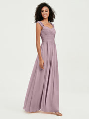 Col En Cœur Mousseline Robes Avec Dentelle Mancherons Dusk