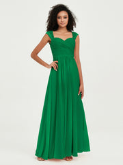 Col En Cœur Mousseline Robes Avec Dentelle Mancherons Emeraude