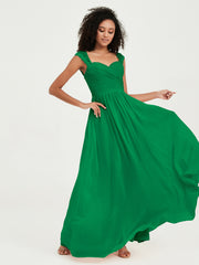 Col En Cœur Mousseline Robes Avec Dentelle Mancherons Emeraude