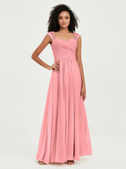 Col En Cœur Mousseline Robes Avec Dentelle Mancherons Flamant