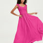 Col En Cœur Mousseline Robes Avec Dentelle Mancherons Fuchsia