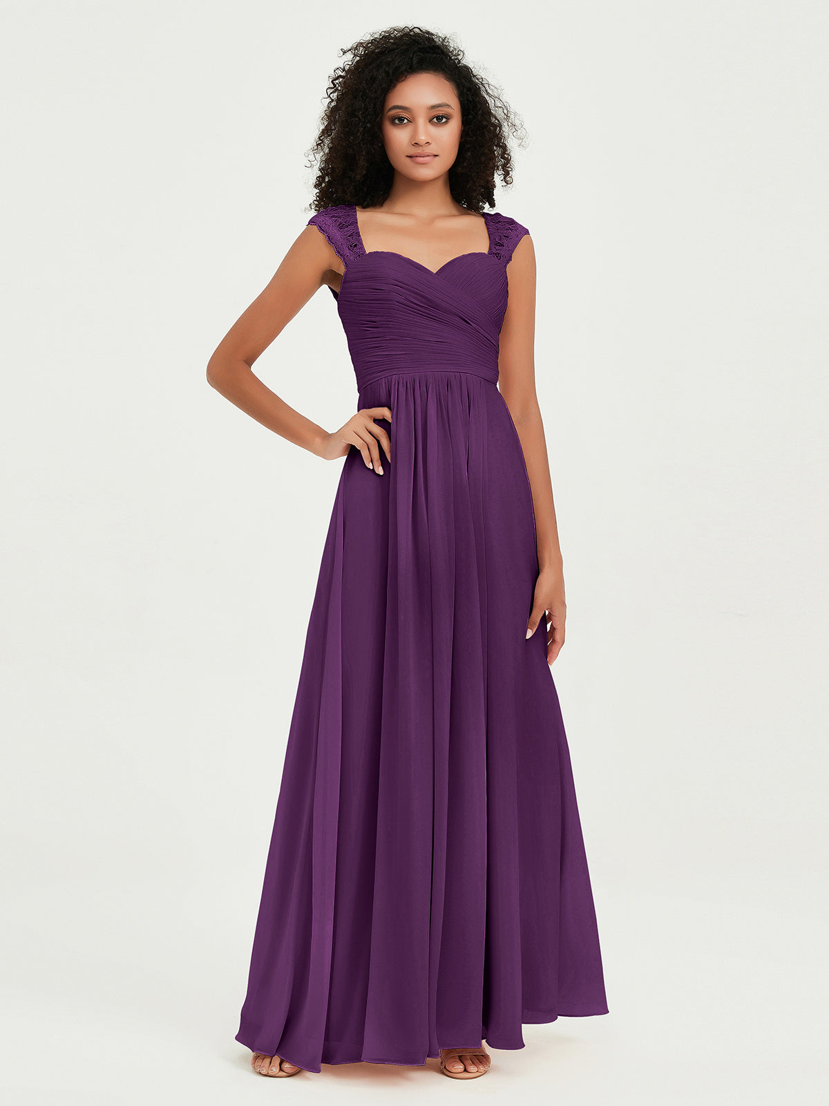 Col En Cœur Mousseline Robes Avec Dentelle Mancherons Raisin