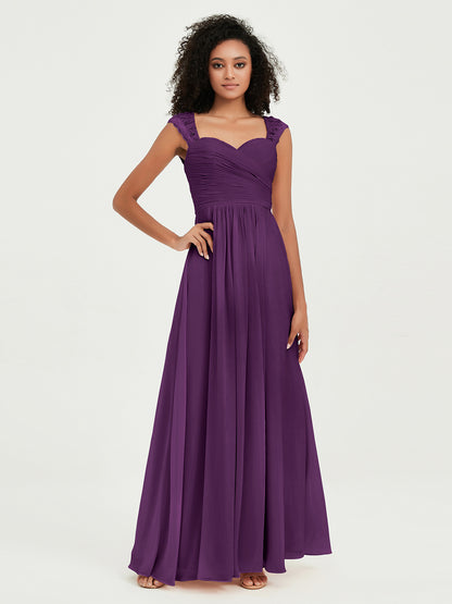 Col En Cœur Mousseline Robes Avec Dentelle Mancherons Raisin