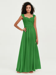 Col En Cœur Mousseline Robes Avec Dentelle Mancherons Vert