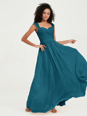 Col En Cœur Mousseline Robes Avec Dentelle Mancherons Bleu Encre