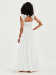 Col En Cœur Mousseline Robes Avec Dentelle Mancherons Ivoire