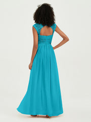 Col En Cœur Mousseline Robes Avec Dentelle Mancherons Jade