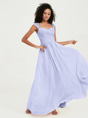 Col En Cœur Mousseline Robes Avec Dentelle Mancherons Lavande