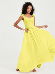 Col En Cœur Mousseline Robes Avec Dentelle Mancherons Citron