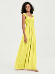 Col En Cœur Mousseline Robes Avec Dentelle Mancherons Citron