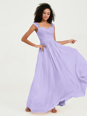 Col En Cœur Mousseline Robes Avec Dentelle Mancherons Lilas