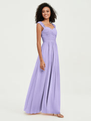 Col En Cœur Mousseline Robes Avec Dentelle Mancherons Lilas