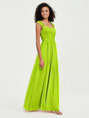 Col En Cœur Mousseline Robes Avec Dentelle Mancherons Vert Citron