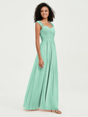 Col En Cœur Mousseline Robes Avec Dentelle Mancherons Vert Menthe