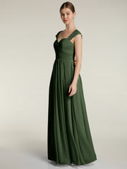 Col En Cœur Mousseline Robes Avec Dentelle Mancherons Olive Verte