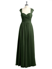 Col En Cœur Mousseline Robes Avec Dentelle Mancherons Olive Verte Grande Taille