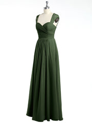 Col En Cœur Mousseline Robes Avec Dentelle Mancherons Olive Verte Grande Taille