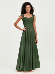 Col En Cœur Mousseline Robes Avec Dentelle Mancherons Olive Verte