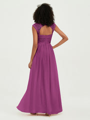 Col En Cœur Mousseline Robes Avec Dentelle Mancherons Orchidee