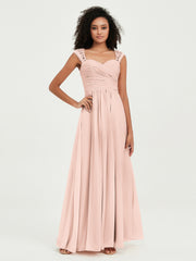 Col En Cœur Mousseline Robes Avec Dentelle Mancherons Rose Perle