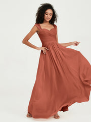 Col En Cœur Mousseline Robes Avec Dentelle Mancherons Rouille