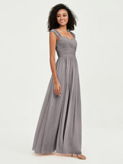 Col En Cœur Mousseline Robes Avec Dentelle Mancherons Argent