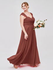 Col En Cœur Mousseline Robes Avec Dentelle Mancherons terracotta Grande Taille