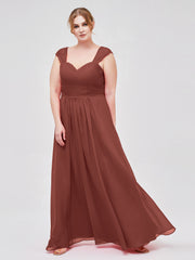 Col En Cœur Mousseline Robes Avec Dentelle Mancherons terracotta Grande Taille