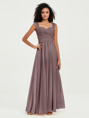 Col En Cœur Mousseline Robes Avec Dentelle Mancherons Vintage Mauve