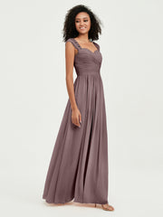 Col En Cœur Mousseline Robes Avec Dentelle Mancherons Vintage Mauve