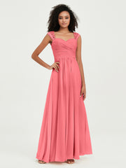 Col En Cœur Mousseline Robes Avec Dentelle Mancherons Pastèque